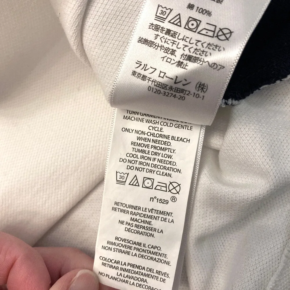 Polo Ralph Lauren Italia Shirt Mens 2XL Blue Big Pony Shirt Italy Cotton White
